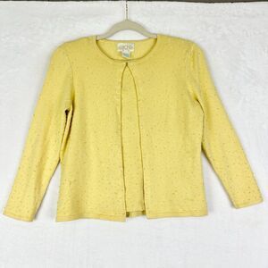 Vintage Cache Y2K Beaded Silk Cashmere Cardigan Tank Set Size Small NWOT Yellow